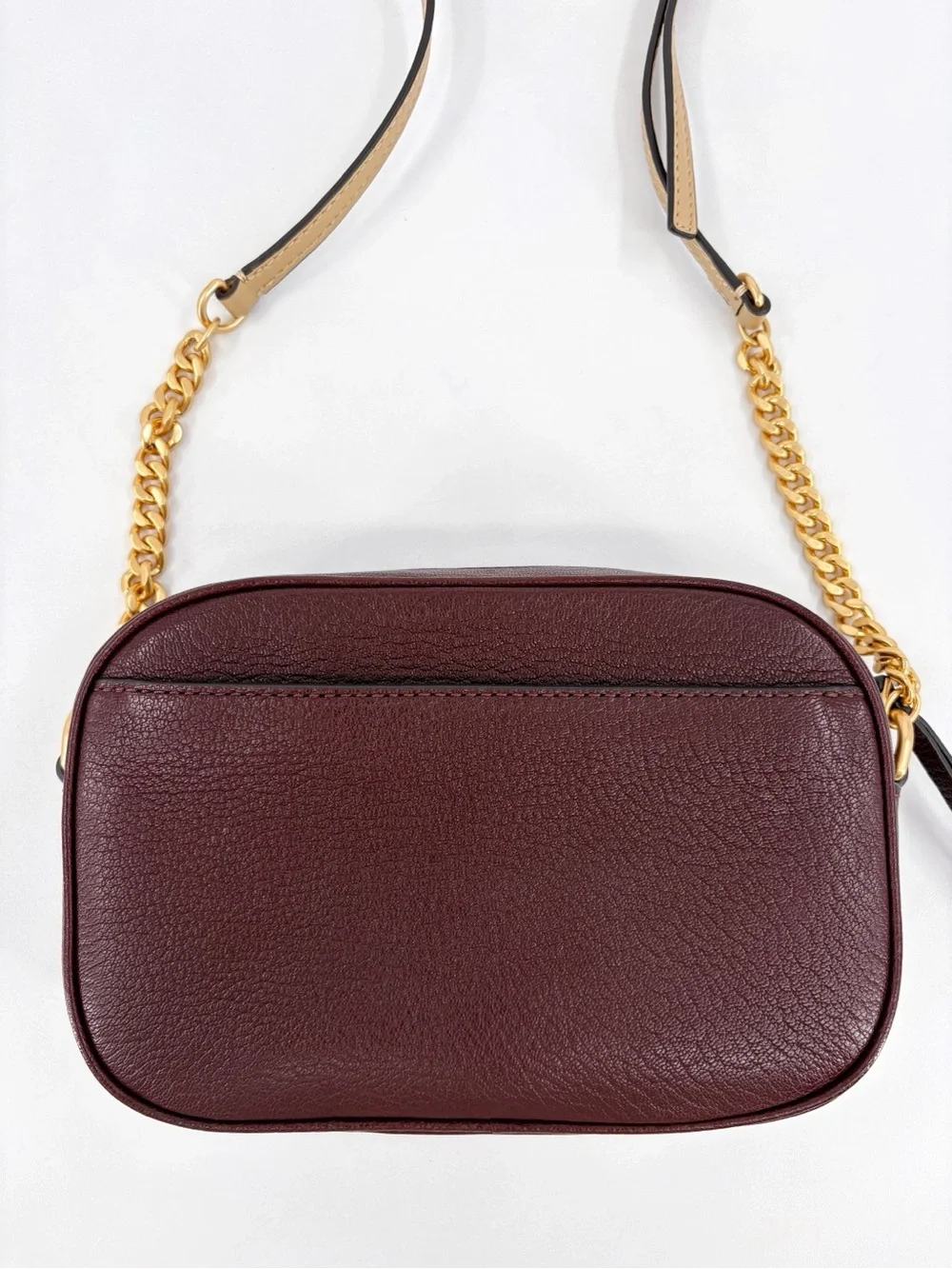 TORY BURCH McGraw Textured Leather Camera Bag in Wine Brown